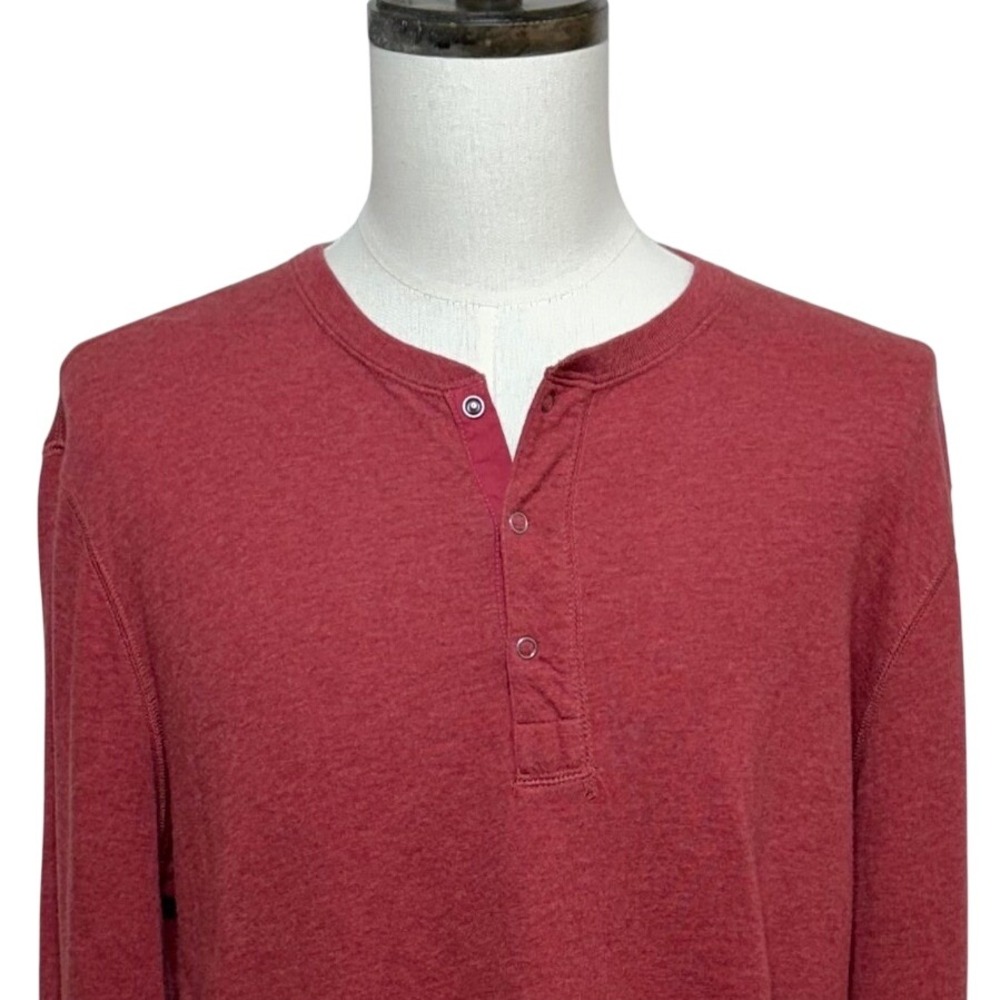J.Crew Shirt Mens Large Tall Red Henley Knit Goods Cotton Long Sleeve Tee